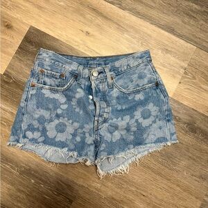 Levis Floral Blue Denim Shorts